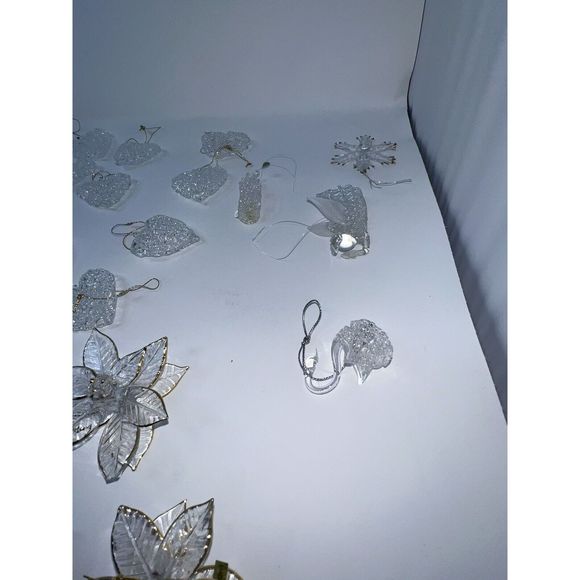 Beautiful Vintage Glass Christmas Tree Ornaments Butterfly Hearts Poinsettia - Picture 16 of 16